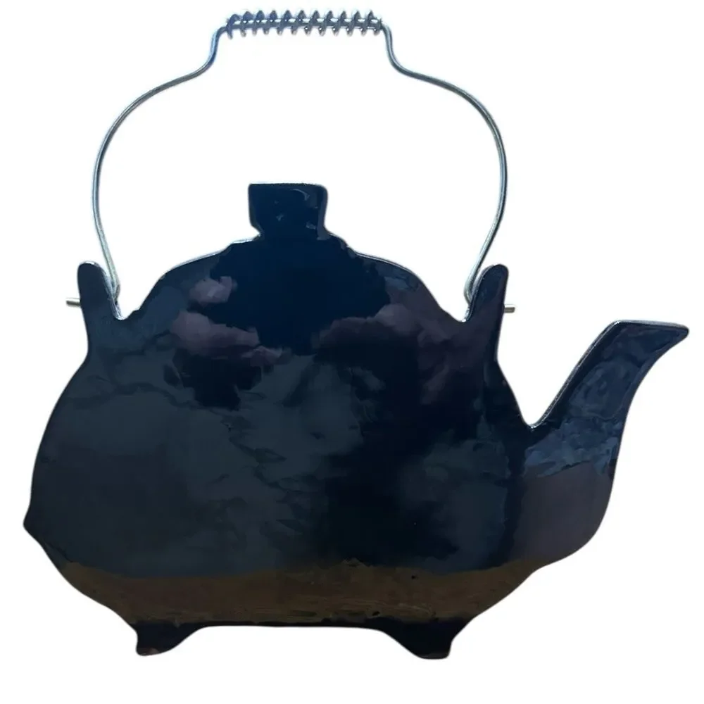 Vintage Thames Black Teapot Wall Pocket Rooster Design Japan Hand-Painted